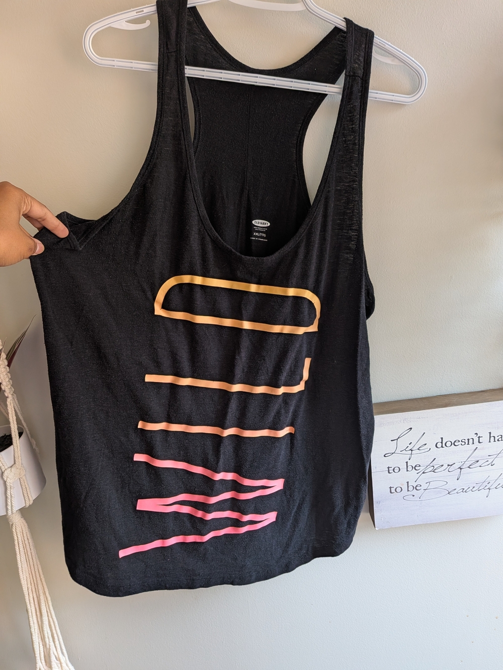 Old Navy Plus Size Black Graphic Logo Tank Top